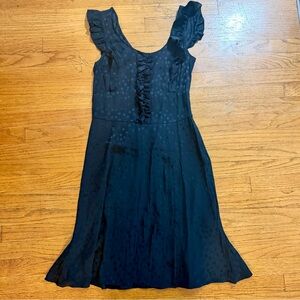 VINTAGE Betsey Johnson Black Ruffle Polka Dot Silky Dress